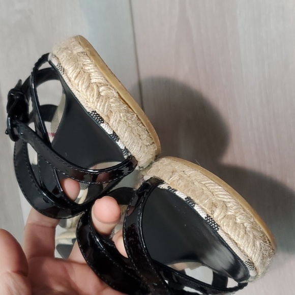 Burberry Womens Leather Logo Print Espadrille Wedge Sandals Shoes sz EU 40/10 - Picture 4 of 13
